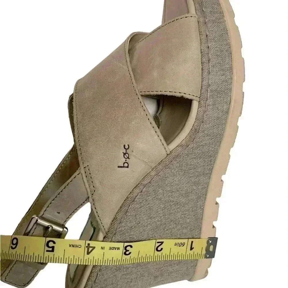 B.O.C. GREY WEDGE WOMEN’S SLINGBACK SANDALS•SIZE 9•GENUINE LEATHER•